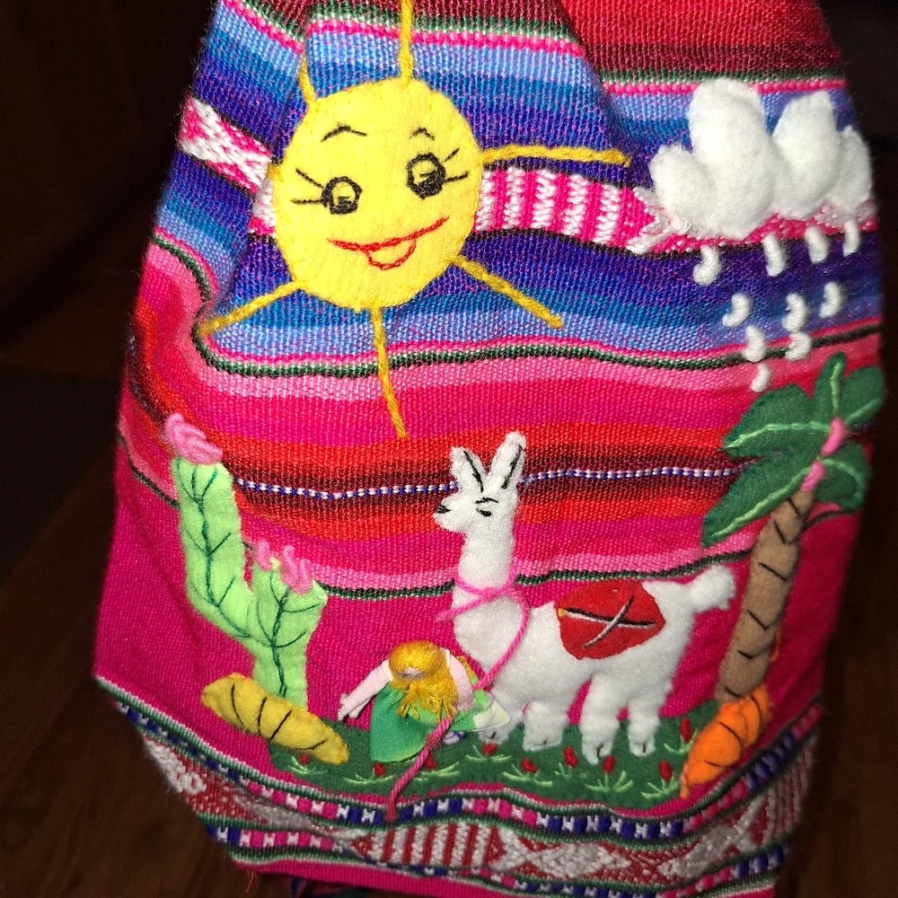 SERAPE‎ HANDMADE BACKPACK Bag Colorful South American Mexican Peru Western Boho